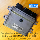 NISSAN DUALIS J10, 10/07-05/14, AUTO, PETROL, ENGINE control unit ECU, MEC93-890 D1 2306