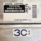 89666-52130, 8966652130 Toyota Funcargo Engine Control Unit ECU 212000-0280, 2120000280 automan spare parts