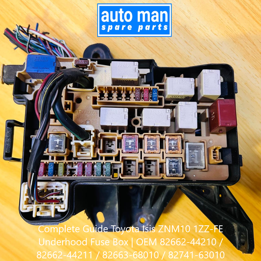 Complete Guide Toyota Isis ZNM10 1ZZ-FE Underhood Fuse Box | OEM 82662-44210 / 82662-44211 / 82663-68010 / 82741-63010, automan spare parts
