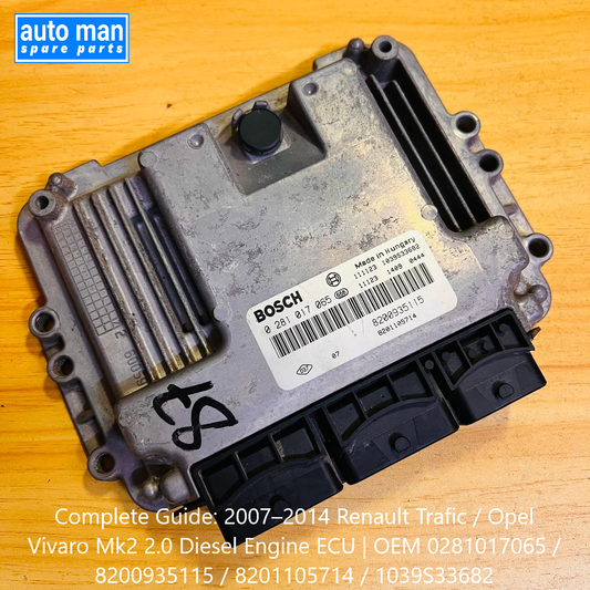 Complete Guide: 2007–2014 Renault Trafic / Opel Vivaro Mk2 2.0 Diesel Engine ECU | OEM 0281017065 / 8200935115 / 8201105714 / 1039S33682, automan spare parts