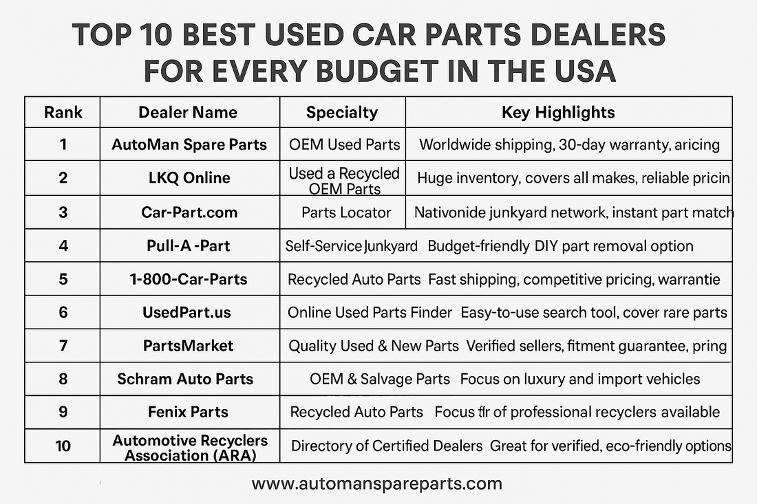 Top 10 Best Used Car Parts Dealers for Every Budget in the USA, automan spare parts