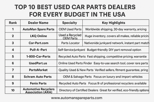 Top 10 Best Used Car Parts Dealers for Every Budget in the USA, automan spare parts