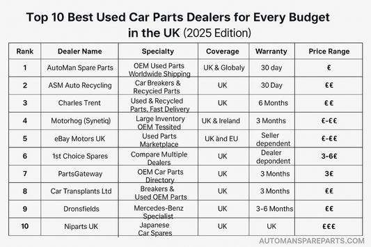 Top 10 Best Used Car Parts Dealers for Every Budget in the UK (2025 Edition), automan spare parts