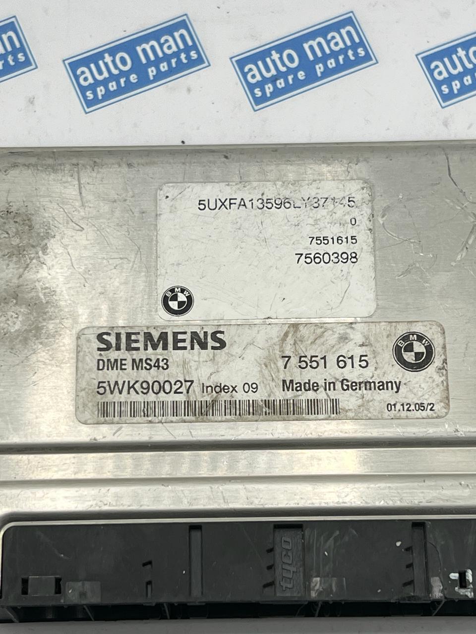 كمبيوتر محرك BMW X5 سعة 3.0 لتر موديل 2002-2006، رقم 7560398 و7551615، وحدة التحكم الإلكترونية 5WK90027