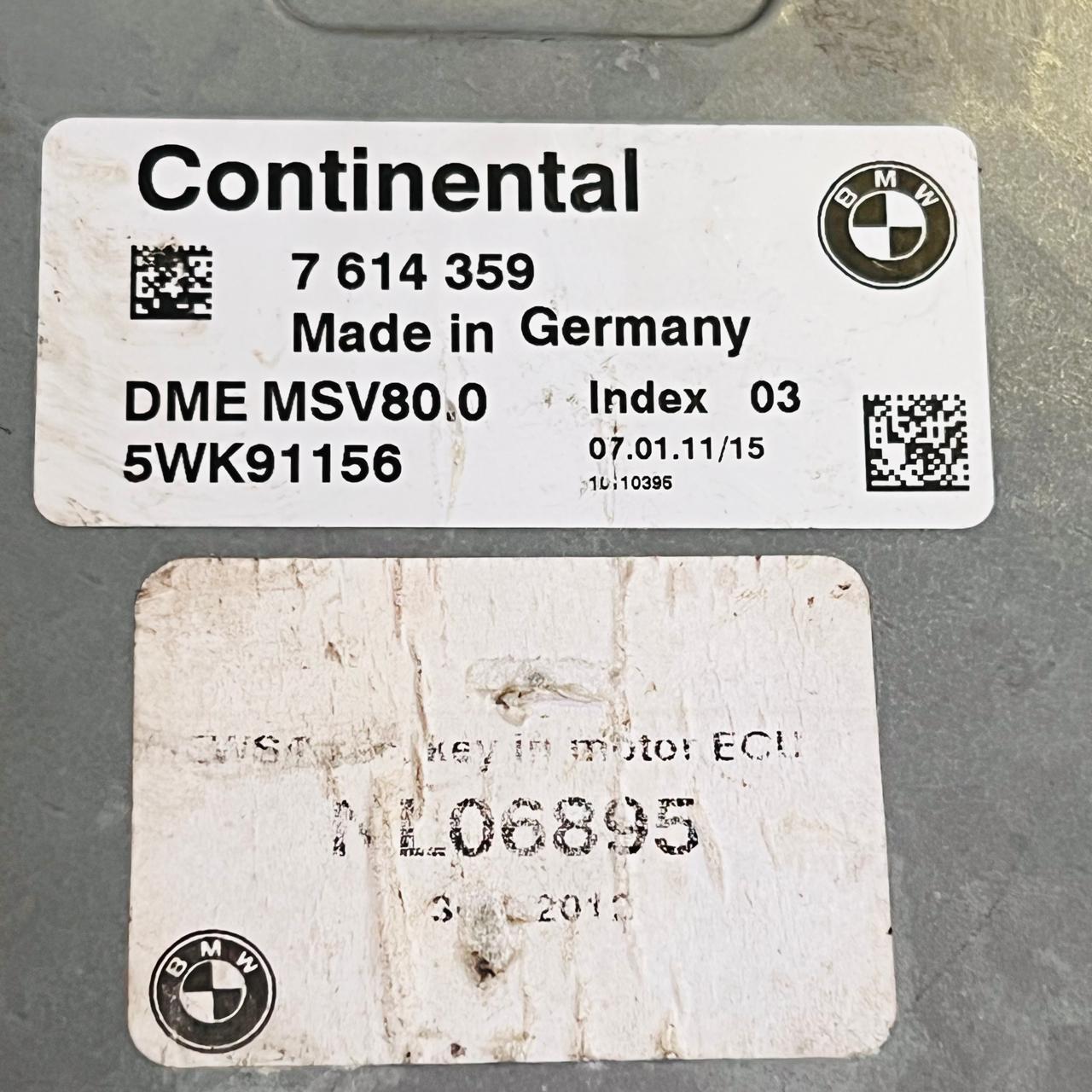 7614359 / 5WK91156 / MSV80 Engine Control Unit (ECU) BMW 328xi 2007-2013, automan spare parts