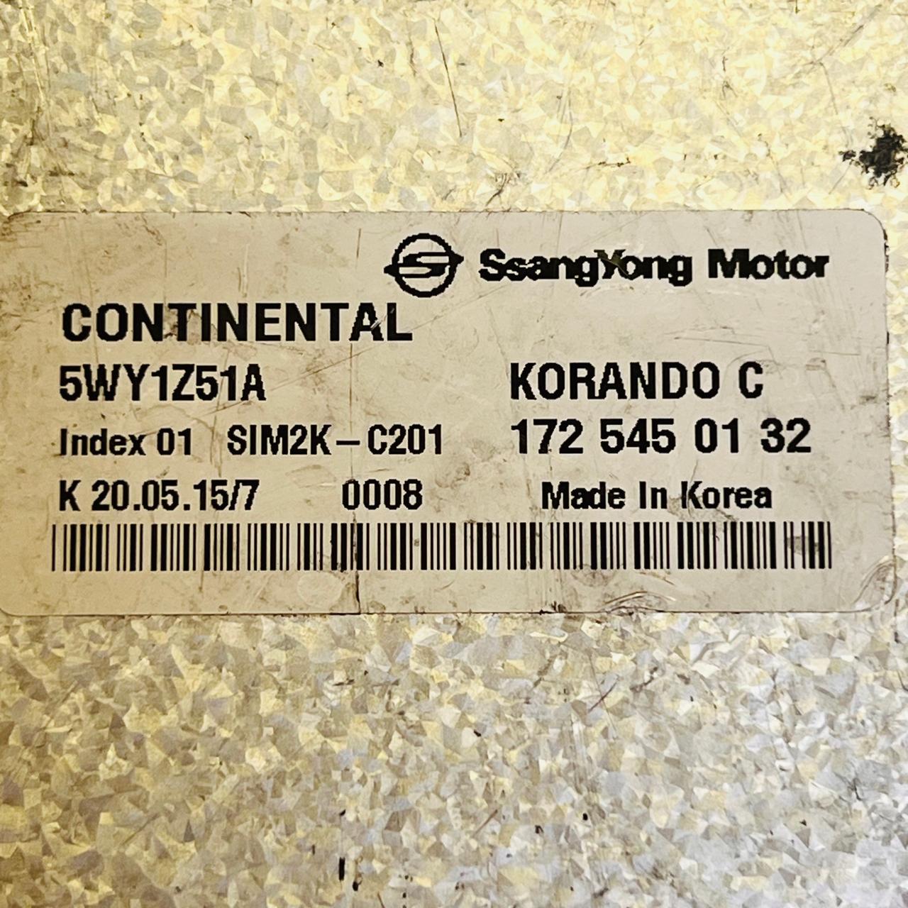 1725450132 / 5WY1Z51A / SIM2K-C201 Engine Control Unit ECU For SsangYong Korando, automan spare parts